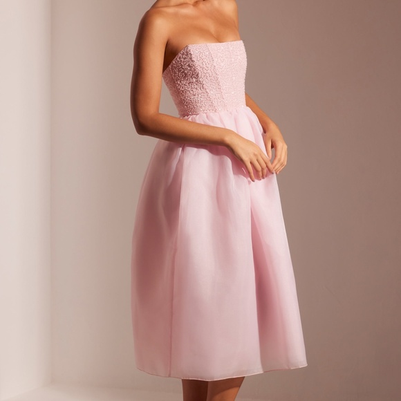Oh Polly Embellished Corset Tulle Skirt Midi Dress in Blush 6 - Picture 3 of 3